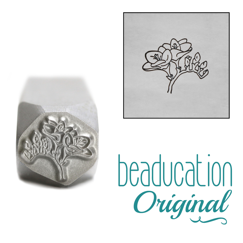 Metal Stamping Tools Freesia Flower Metal Design Stamp, 10.5mm - Beaducation Original